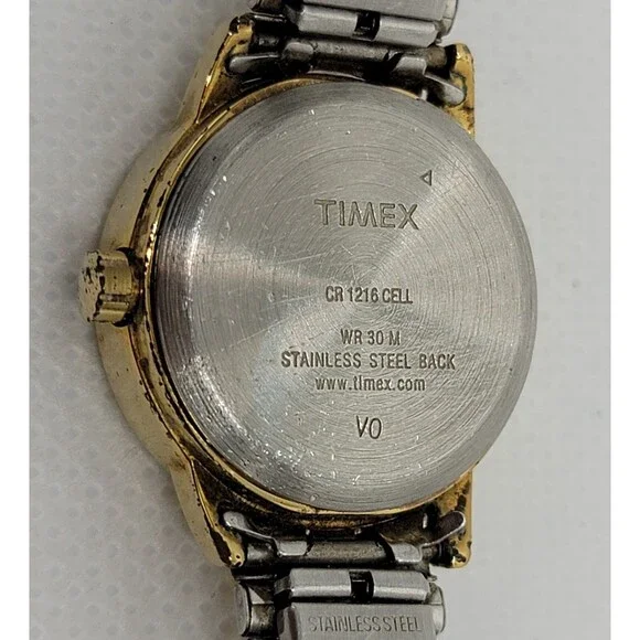 Women's Timex Indiglo White Dial Gold Tone Case Two-Tone Expansion Band Watch 01 - Picture 8 of 8